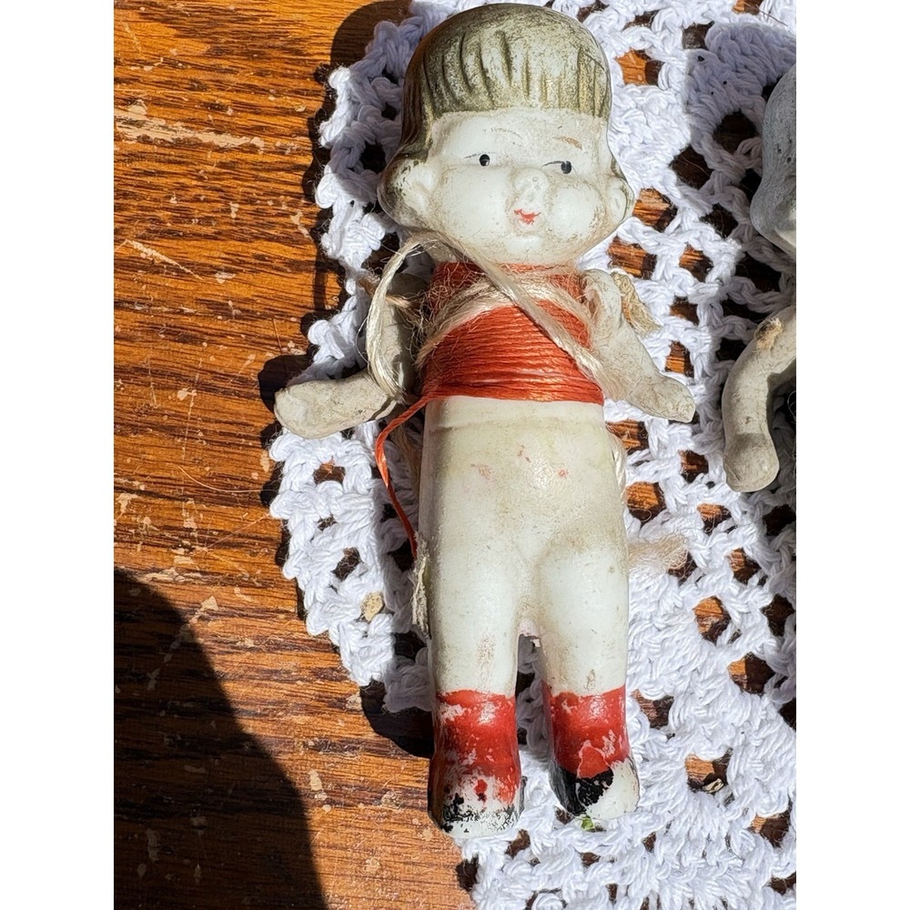 Antique Hinged Bisque Porcelain Dolls 4" Tall Set of 4 Japan Dionne? - Picture 2 of 16
